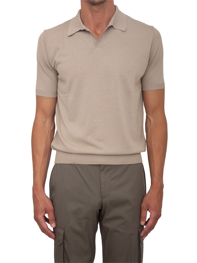 Polo Aiace Galassi in maglia di cotone beige