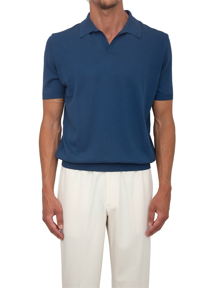 Polo Aiace Galassi in maglia di cotone blu