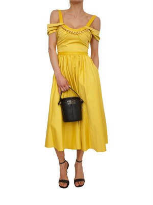 Abito Elisabetta Franchi in cotone giallo con catena oro in DONNA