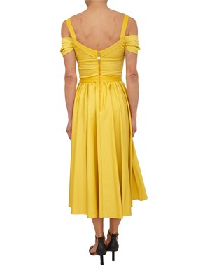 Abito Elisabetta Franchi in cotone giallo con catena oro in DONNA