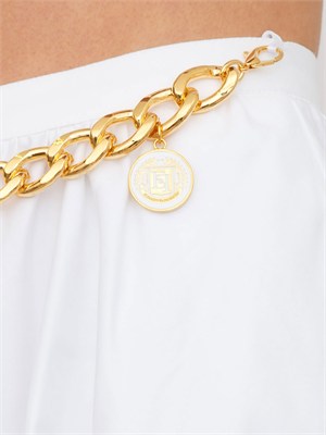 Gonna Elisabetta Franchi in cotone bianco con catena oro in DONNA