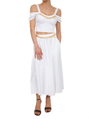 Top Elisabetta Franchi in cotone bianco con catena oro in DONNA