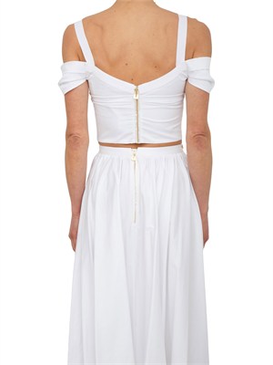 Top Elisabetta Franchi in cotone bianco con catena oro in DONNA