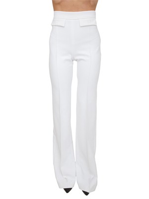 Pantaloni Elisabetta Franchi in doppio crêpe stretch avorio in DONNA