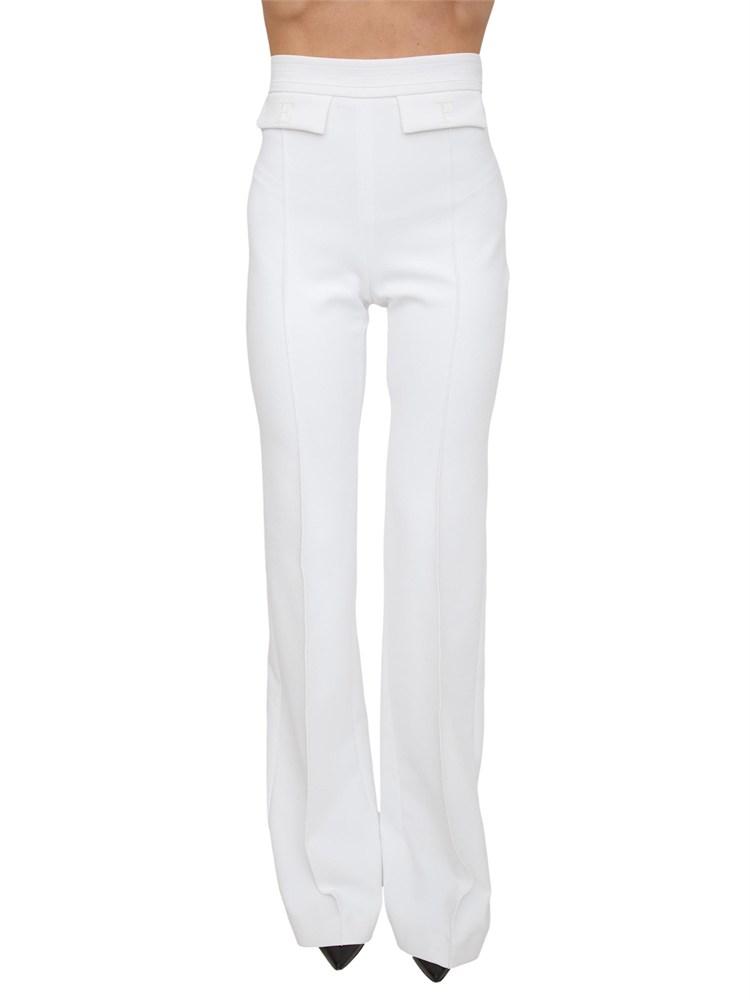 Pantaloni Elisabetta Franchi in doppio crêpe stretch avorio