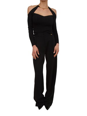 Pantaloni Elisabetta Franchi in crêpe leggero nero in DONNA