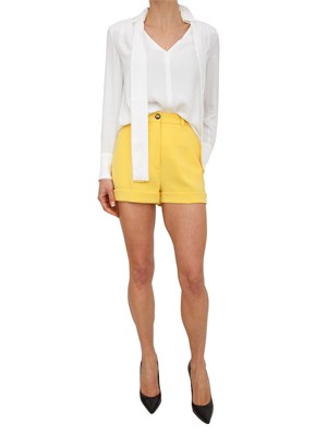 Shorts Elisabetta Franchi in crêpe leggero giallo in DONNA