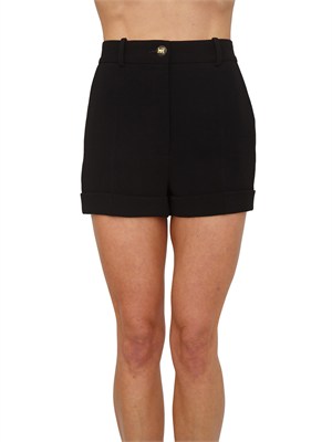 Shorts Elisabetta Franchi in crêpe leggero nero in DONNA