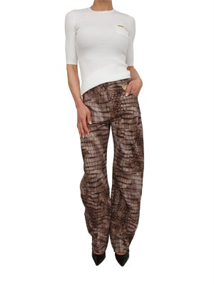 Jeans Elisabetta Franchi in drill di cotone stampa animalier in DONNA