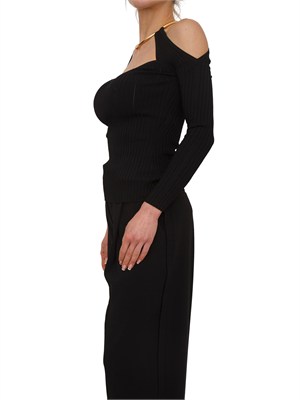 Top in maglia Elisabetta Franchi in viscosa nera e collana oro in DONNA
