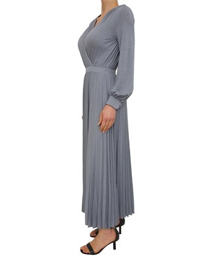 Abito lungo Mallo Marella in jersey lurex grigio a plissÈ in DONNA