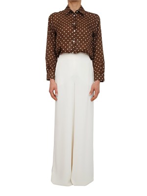 Camicia Angio Marella in pura seta habotai marrone a pois in DONNA