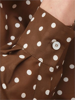 Camicia Angio Marella in pura seta habotai marrone a pois in DONNA