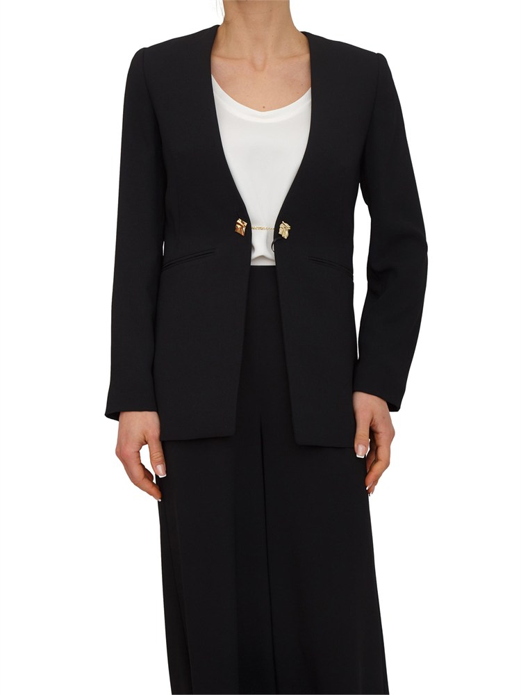 Giacca monopetto Effige Marella in crêpe envers satin nero