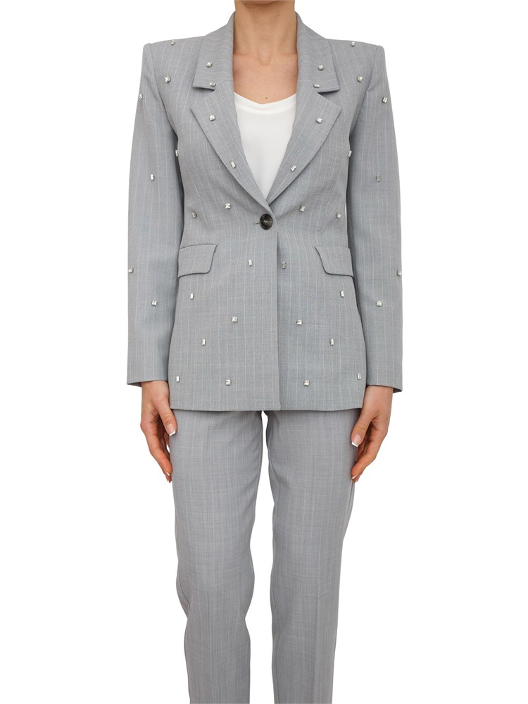 Giacca Passo Marella in tela stretch grigia con cristalli