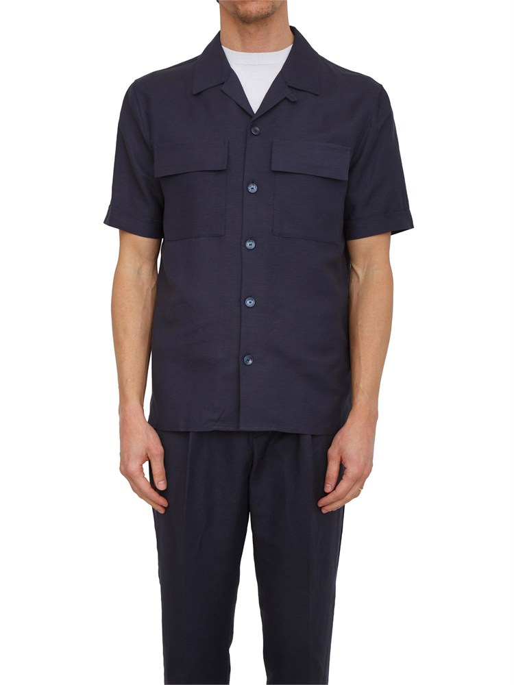 Camicia uomo Antony Morato in lino e viscosa blu