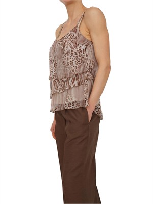 Top Blugirl in chiffon animalier con balze in DONNA