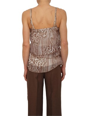 Top Blugirl in chiffon animalier con balze in DONNA