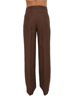 Pantaloni Blugirl in lino e viscosa envers satin marrone in DONNA