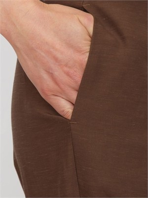 Pantaloni Blugirl in lino e viscosa envers satin marrone in DONNA