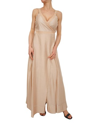 Abito Blugirl in lyocell cammello con profili in pizzo in DONNA