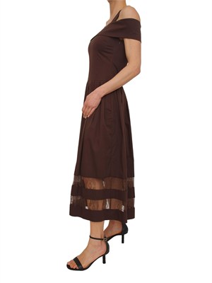 Abito Blugirl in cotone marrone con pizzo in DONNA