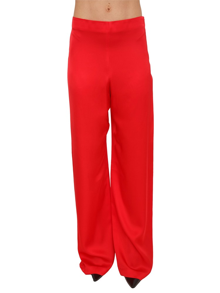 Pantaloni Blugirl in raso di viscosa rossa