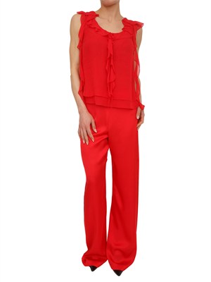 Pantaloni Blugirl in raso di viscosa rossa in DONNA
