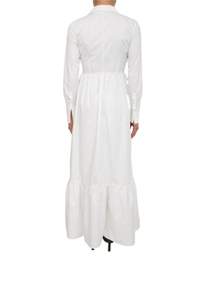 Abito chemisier Blugirl in cotone bianco con dettagli pizzo in DONNA