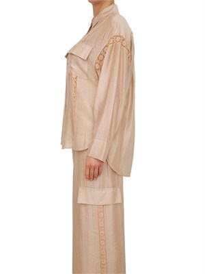 Camicia Blugirl in lyocell cammello con pizzo in DONNA