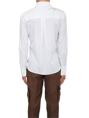 Camicia a maniche lunghe Blugirl in cotone bianco con cristalli spalla in DONNA