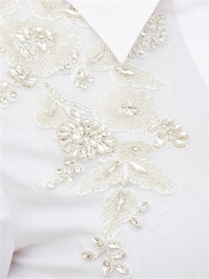 Camicia a maniche lunghe Blugirl in cotone bianco con cristalli spalla in DONNA