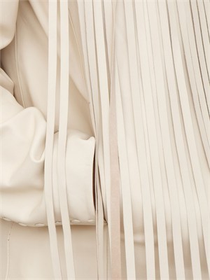 Giacca pelle Blugirl beige con frange lunghe in DONNA