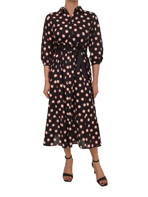 Abito Salmo IBlues in mussola di cotone nera con stampa in DONNA