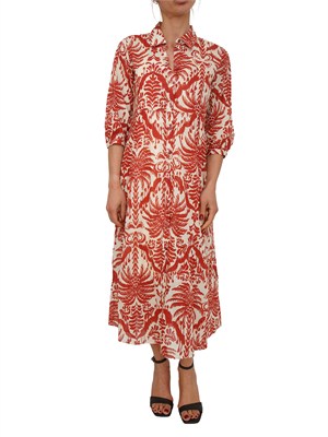 Abito chemisier Salmo IBlues in mussola di cotone stampa rossa in DONNA