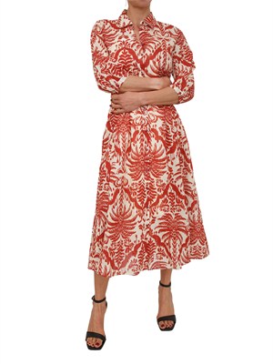 Abito chemisier Salmo IBlues in mussola di cotone stampa rossa in DONNA