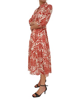 Abito chemisier Salmo IBlues in mussola di cotone stampa rossa in DONNA