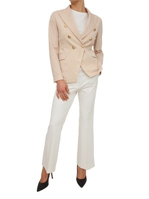 Giacca doppiopetto donna Circolo 1901 in oxfort beige a righe in DONNA