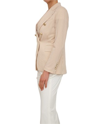 Giacca doppiopetto donna Circolo 1901 in oxfort beige a righe in DONNA