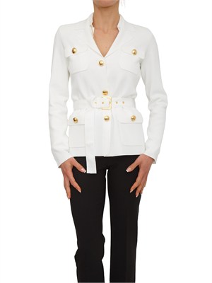 Giacca maglia Elisabetta Franchi in punto stoffa avorio in DONNA