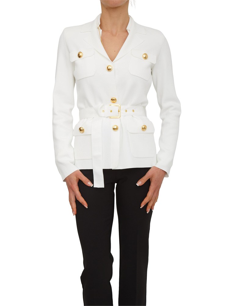 Giacca maglia Elisabetta Franchi in punto stoffa avorio