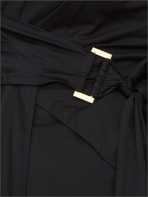Abito a portafoglio in cotone stretch nero Elisabetta Franchi in DONNA