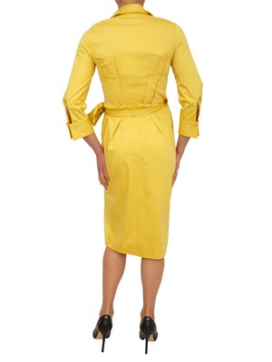 Abito a portafoglio in cotone stretch giallo Elisabetta Franchi in DONNA