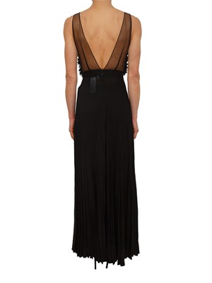 Abito lungo Elisabetta Franchi in tulle nero con petali in DONNA