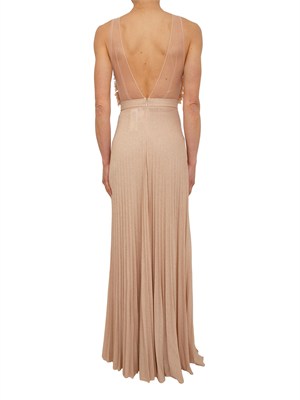 Abito lungo Elisabetta Franchi in tulle rosa con petali in DONNA