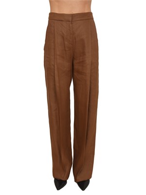 Pantaloni Elisabetta Franchi in misto lino marrone in DONNA