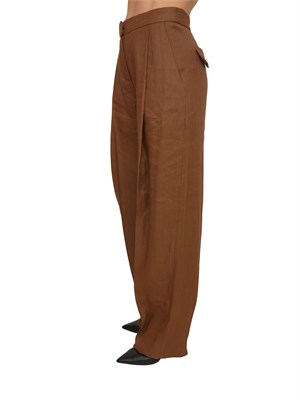 Pantaloni Elisabetta Franchi in misto lino marrone in DONNA