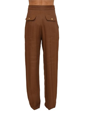 Pantaloni Elisabetta Franchi in misto lino marrone in DONNA