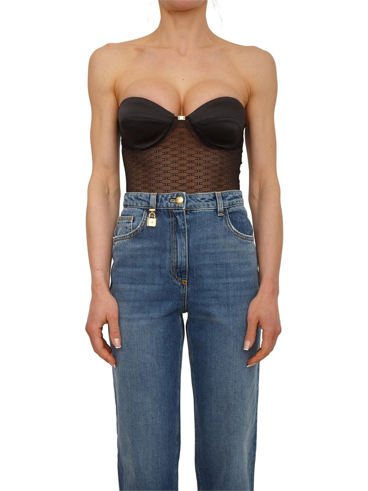 Body in tulle nero Elisabetta Franchi