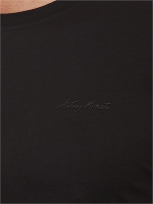 T-shirt Antony Morato in misto cotone e viscosa nera in UOMO